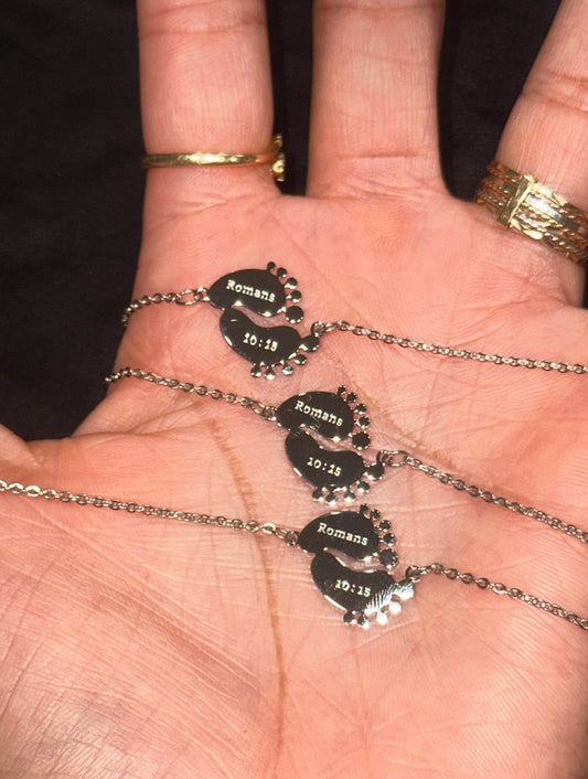 Engraved Romans 10:15 Bracelet